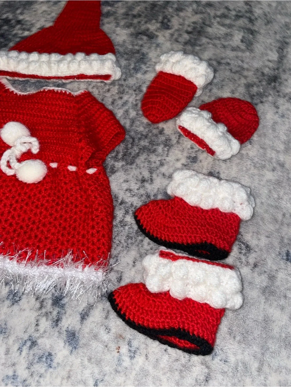 Hand knit newborn Christmas outfit